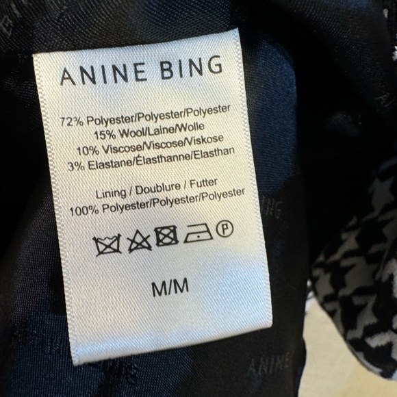 ANINE BING Maureen Blazer in Houndstooth Black & White Size Medium - Picture 12 of 14